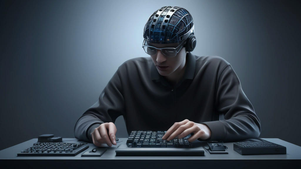 brain-computer interface technology, person using BCI to control a device, futuristic design, high-tech materials, photorealistic, intricate details, concept art