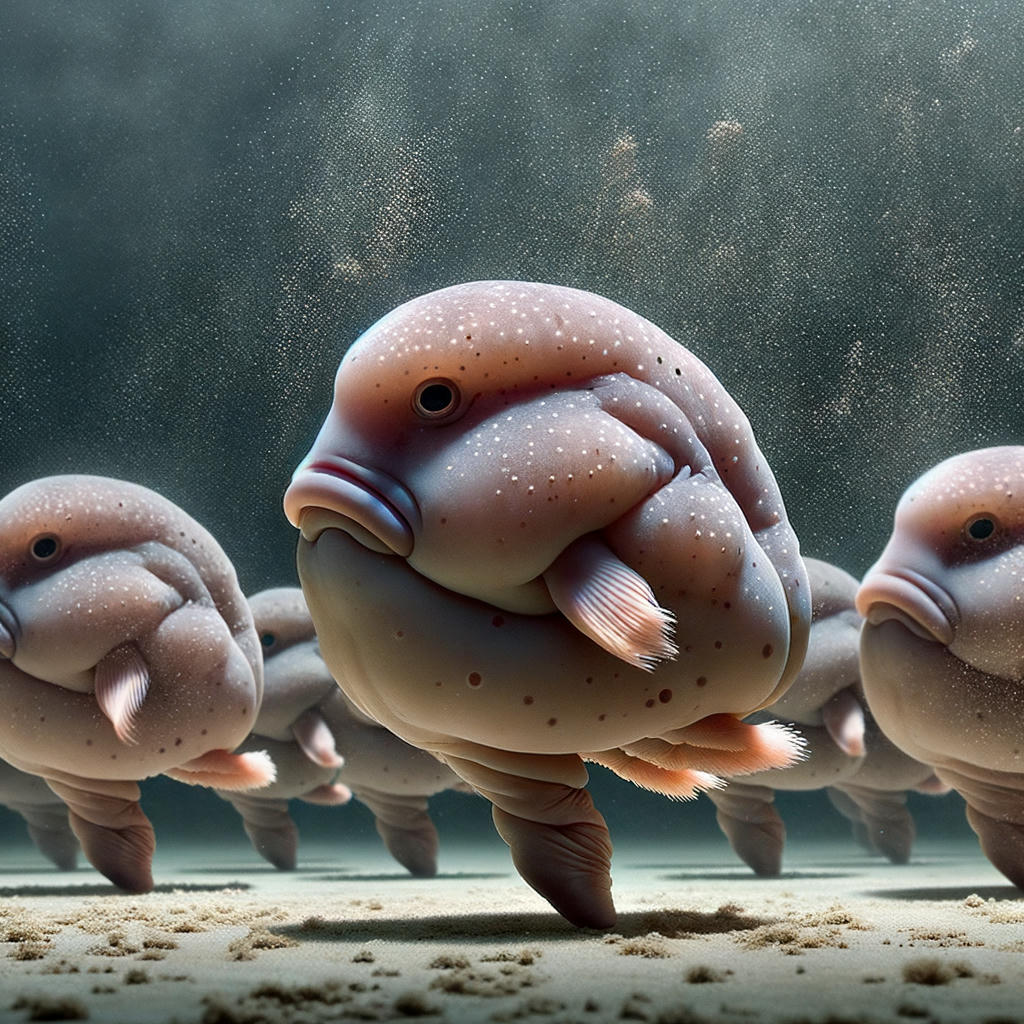 The blob fish ballet troupe performing Swan Lake.