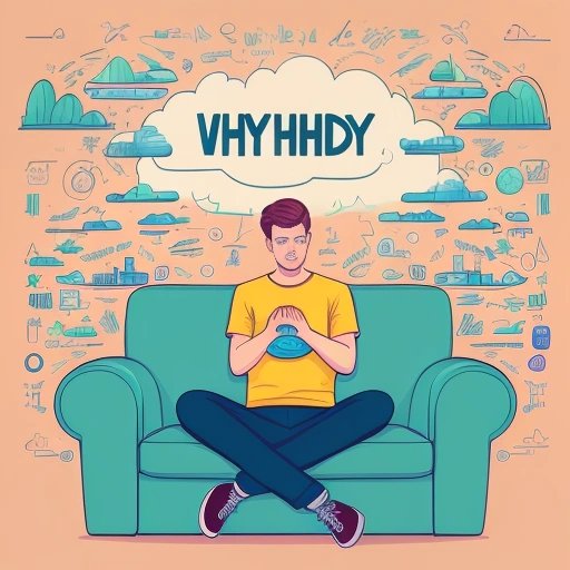 Man surrounded by thought bubbles