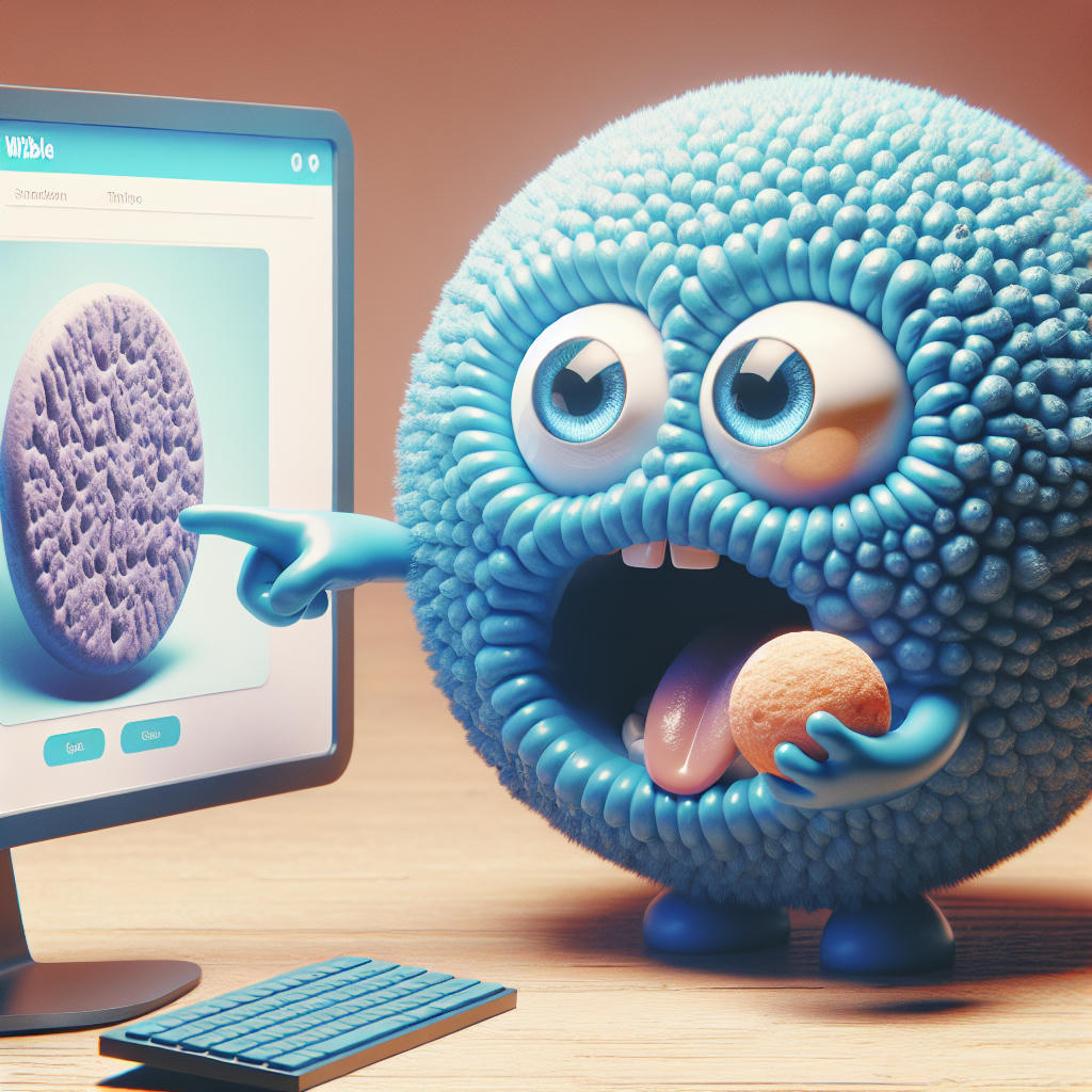 Cookie Monster with a surprised expression.