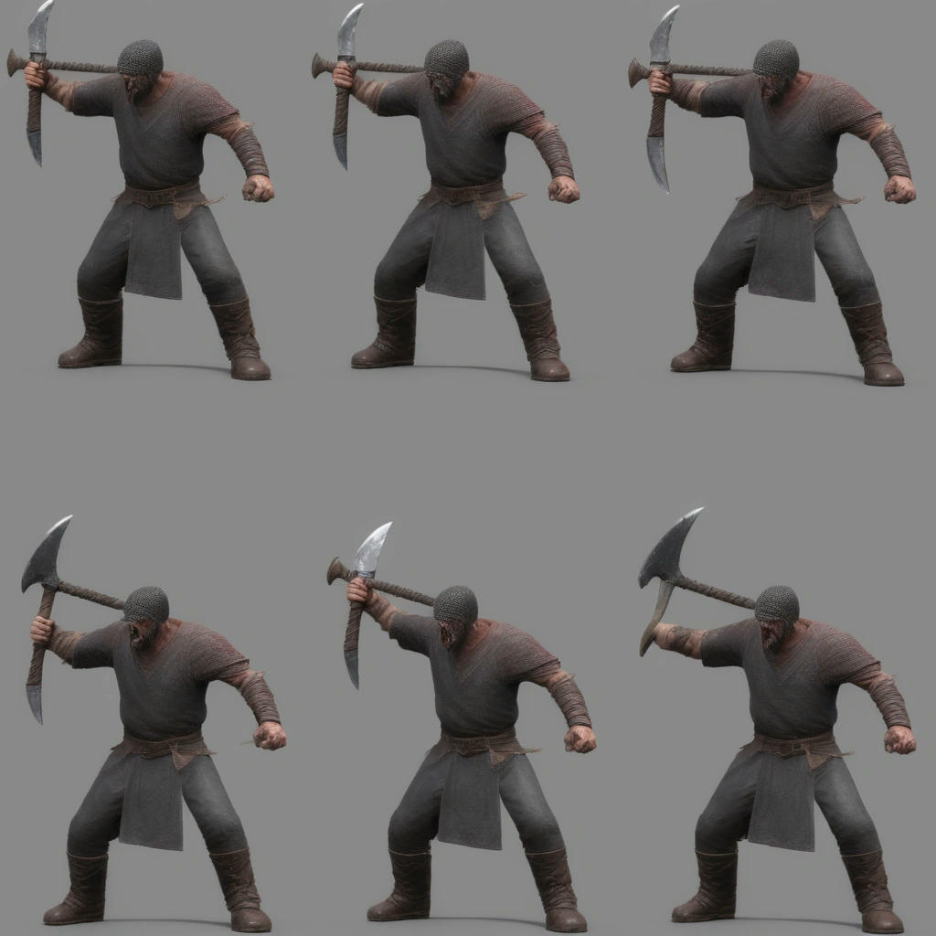 Figure wielding axe in a blitzkrieg