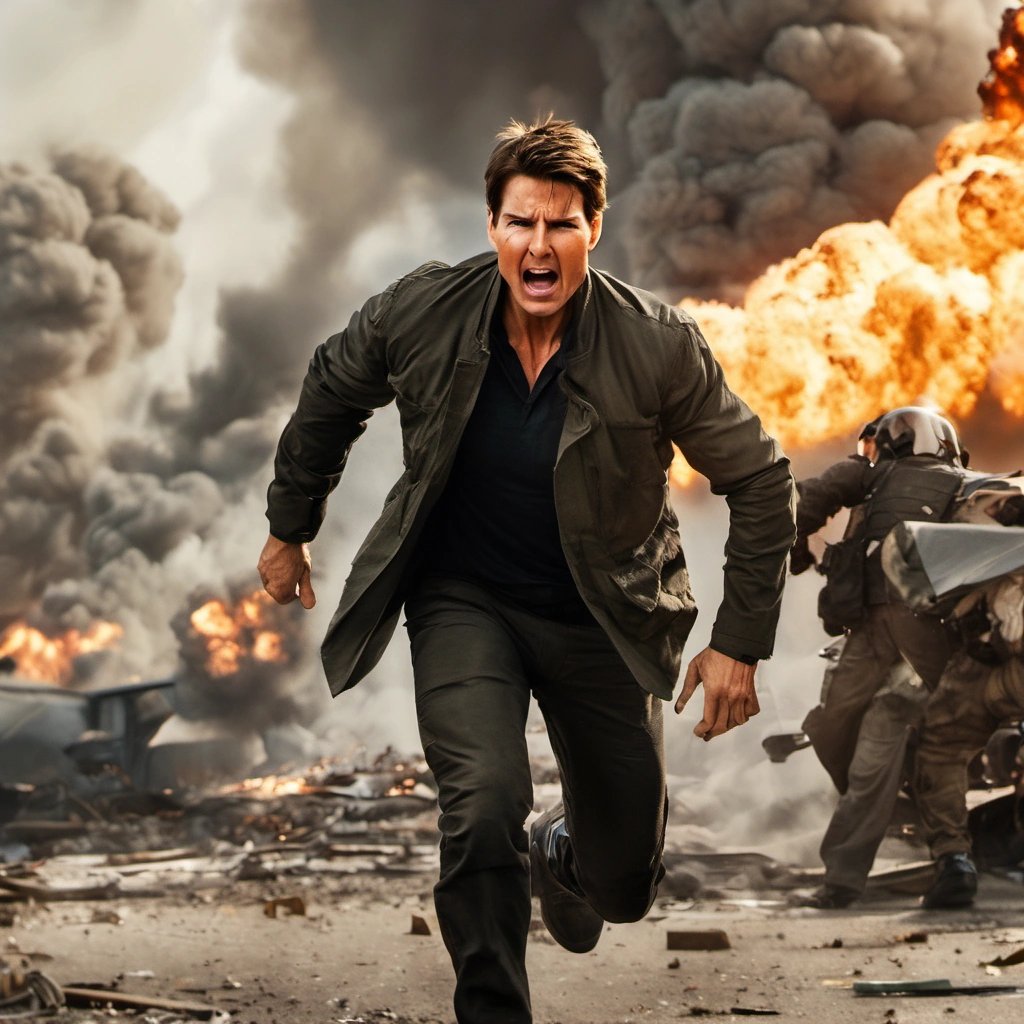 Tom Cruise in an intense action scene