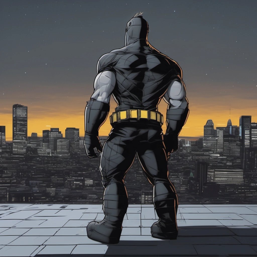 Duct Tape Avenger overlooking the city