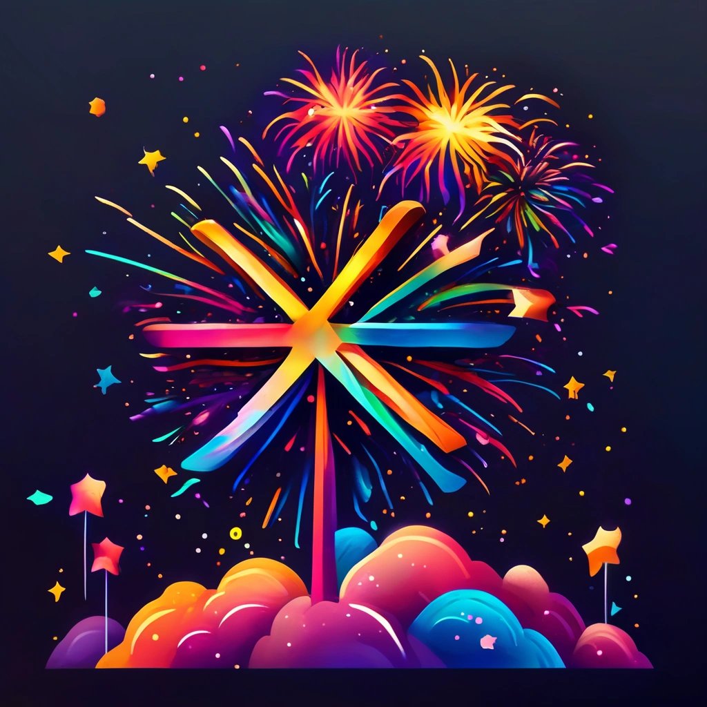Fireworks in the shape of X