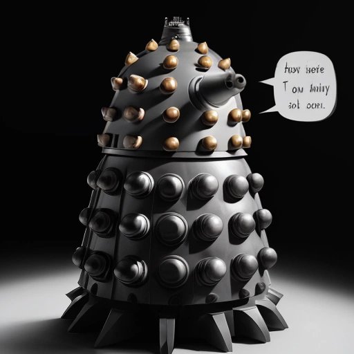 Dalek looking condescendingly at a human