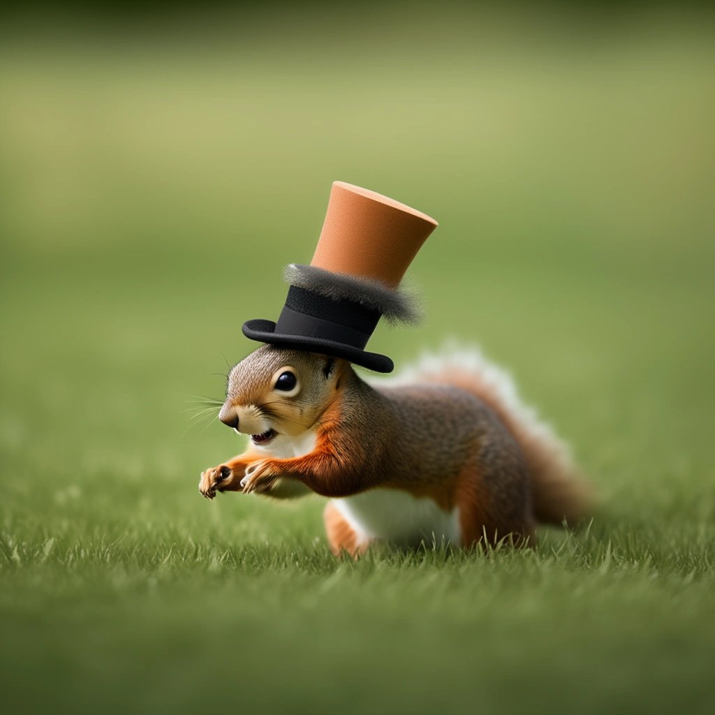Squirrel in a top hat