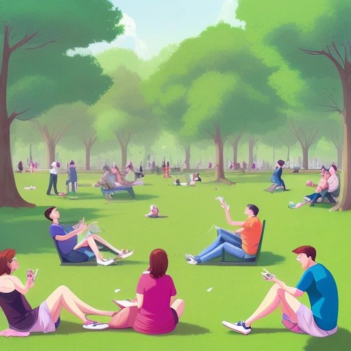 People bonding over farting smartphones in a park