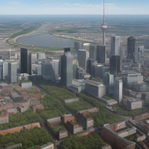 Aerial view of Berlin with new Berlin Wall plans superimposed