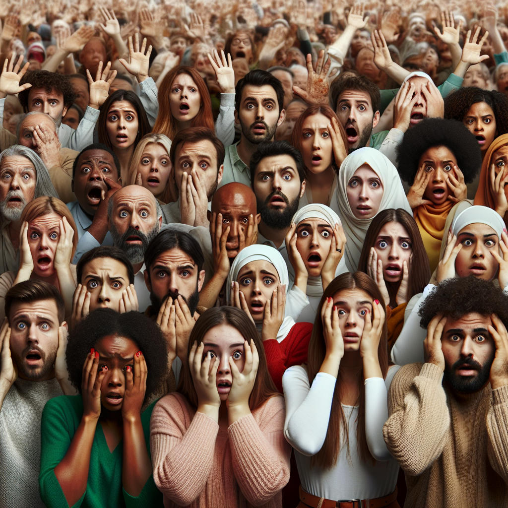 People covering their eyes