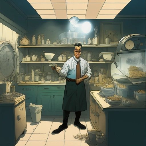 Investigator in the cafeteria kitchen
