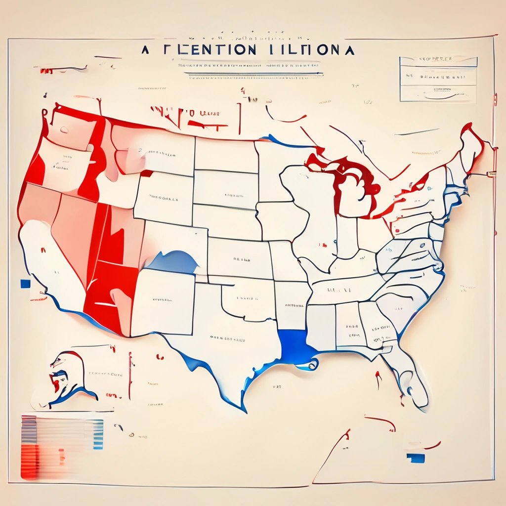 Map of the United States with election results