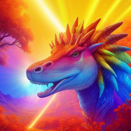 Prehistoric creature emitting bright colors