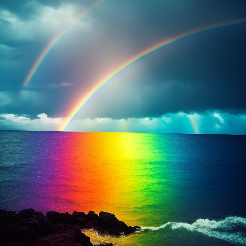 Beautiful bright rainbow after a storm