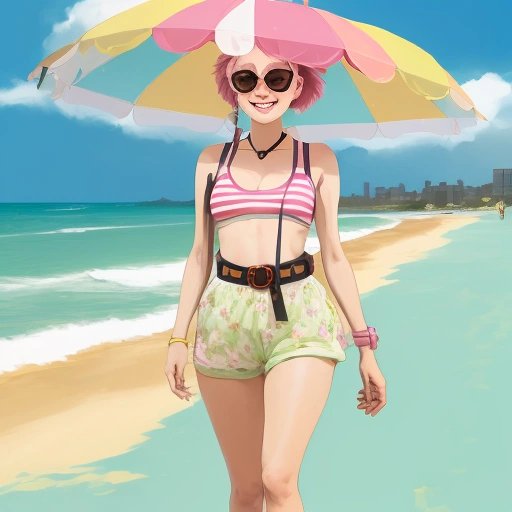 Person wearing a Belted Bliss Spumoni ice cream belt on the beach