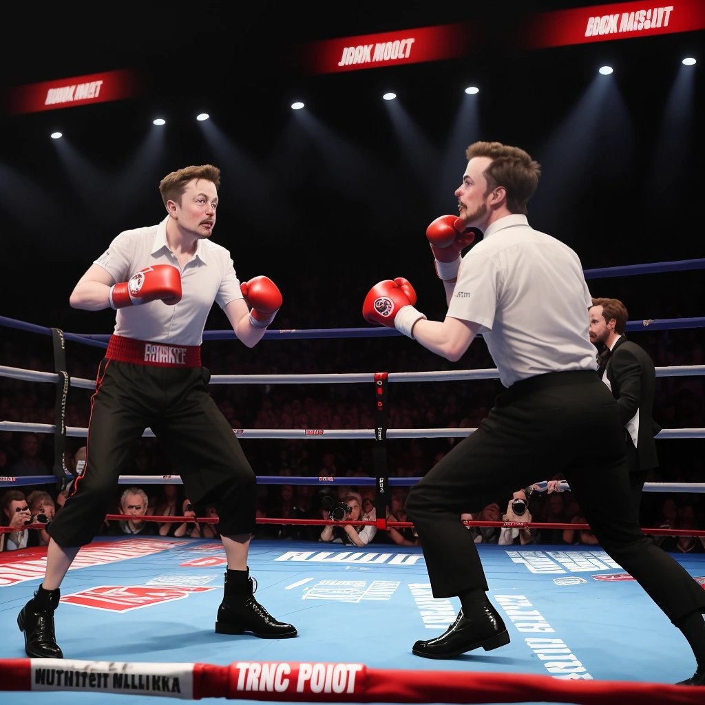 Elon Musk and Jack Dorsey in a boxing match