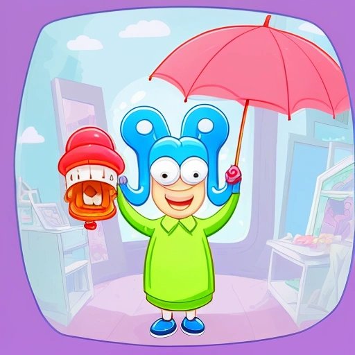 Person wearing a Brain Slug in front of a mirror, with a smile on their face