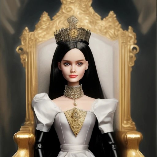 Barbie sitting in a throne