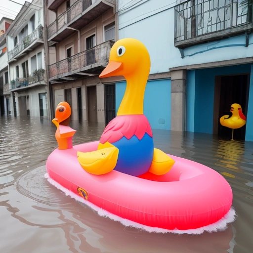 Adventurous resident exploring the flooded streets