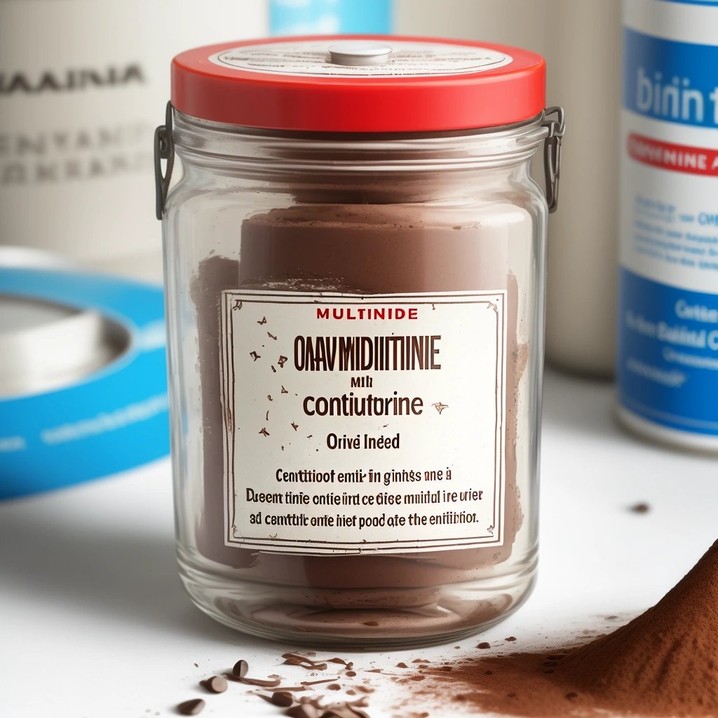 Canister of Ovaltine labeled 'Mind Control Blend'