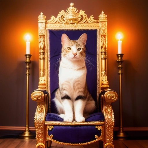 Royal cat on a throne