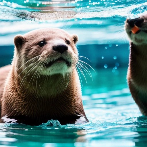 Otters performing a water ballet routine