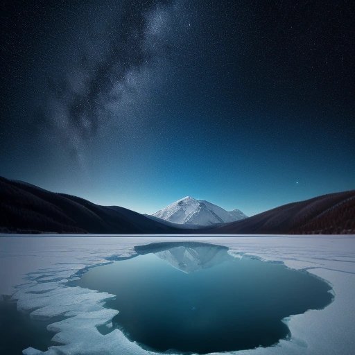 Frozen lake and the Milky Way