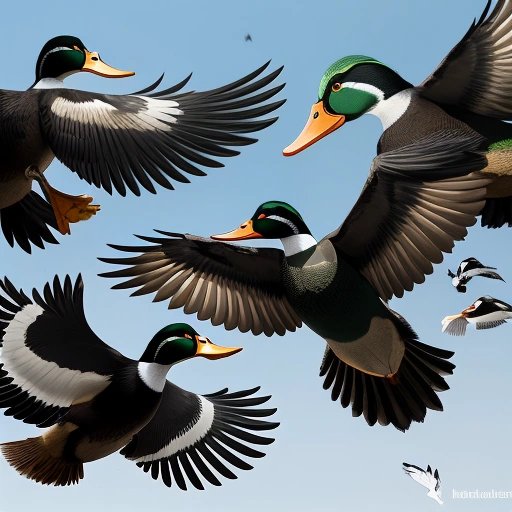 Mallards and magpies in confrontation