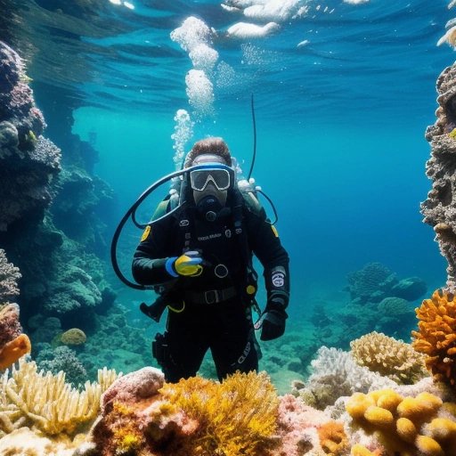 Player equipped for underwater gaming adventure