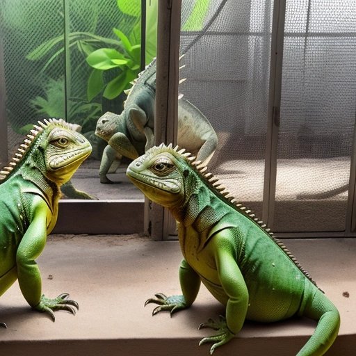 Old Iguanas observing from their enclosure