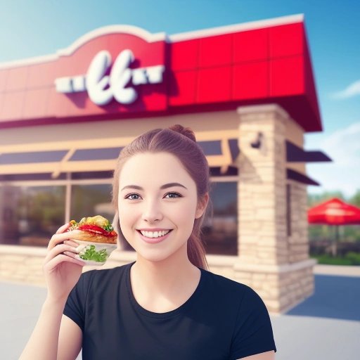 Happy person with a healthy meal at Chick-fil-A