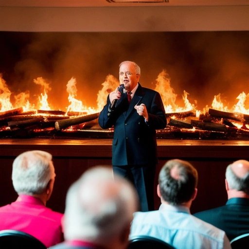 Bob the Arsonist speaking at a town hall meeting