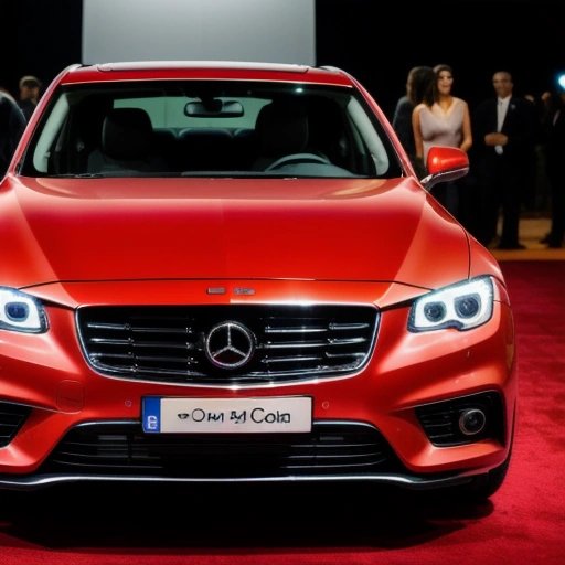 Luxury car wearing an evening gown on a red carpet