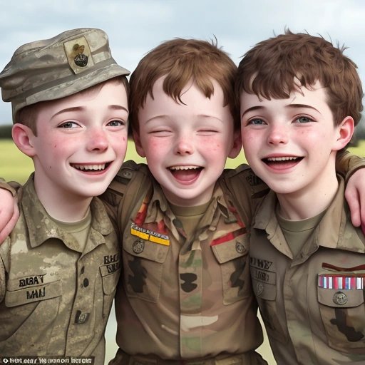 Soldiers embracing Horrid Henry