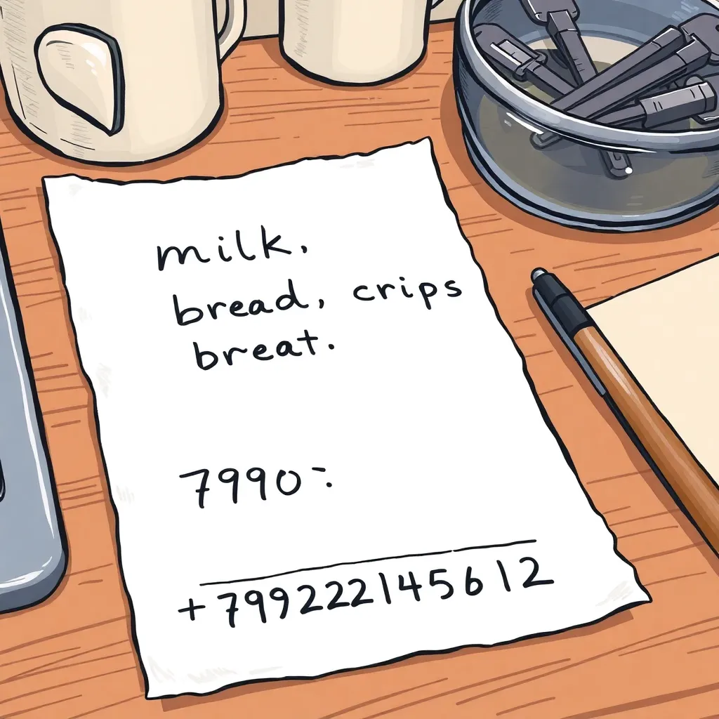 Janice Tupper’s shopping list with the “threat” underneath