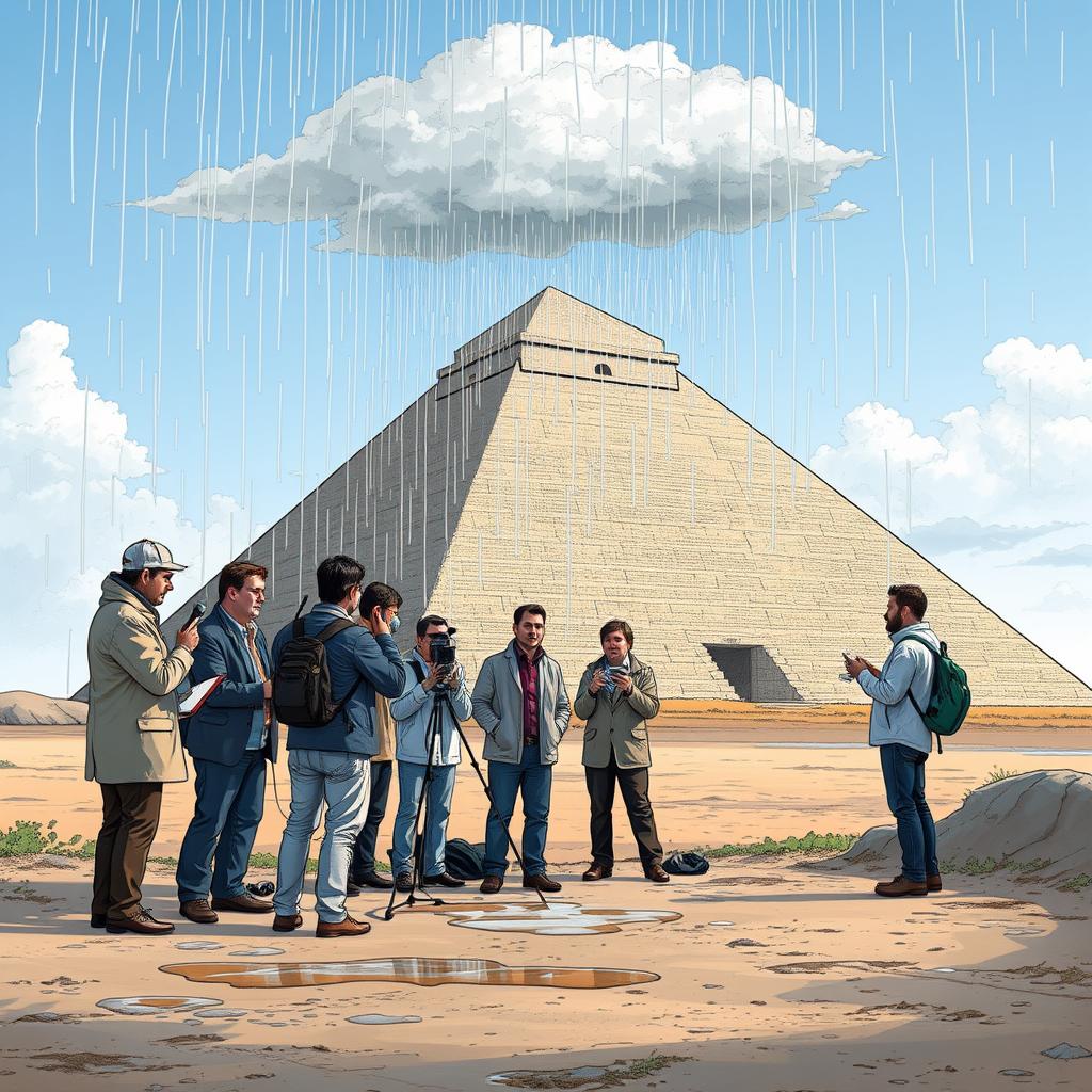 Weather anomaly: drizzle falls only on the climate researchers’ press conference