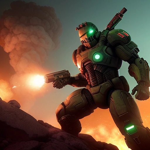 Doom Guy using BFG 9000