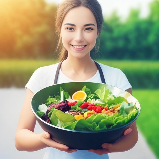 Happy person with a salad bowl