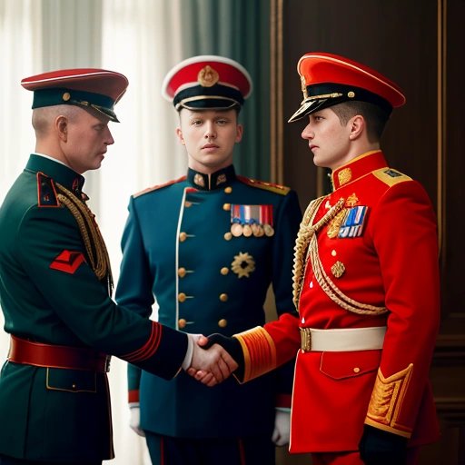 Russian soldiers shaking hands