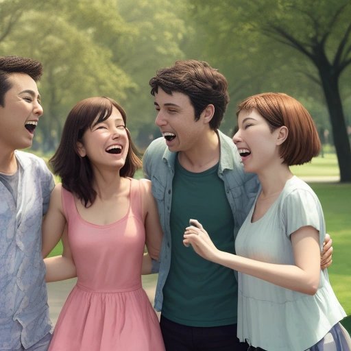 People laughing in a park