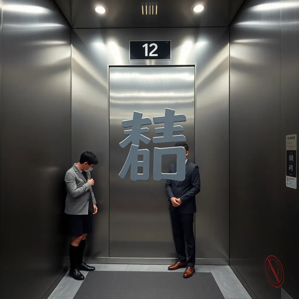 “Don’t make eye contact with it” in a Shanghai elevator
