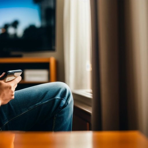 Person multitasking with phone and TV