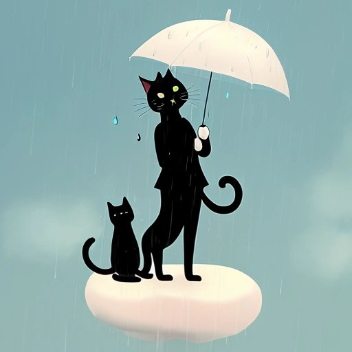 Crying cat on a cloud