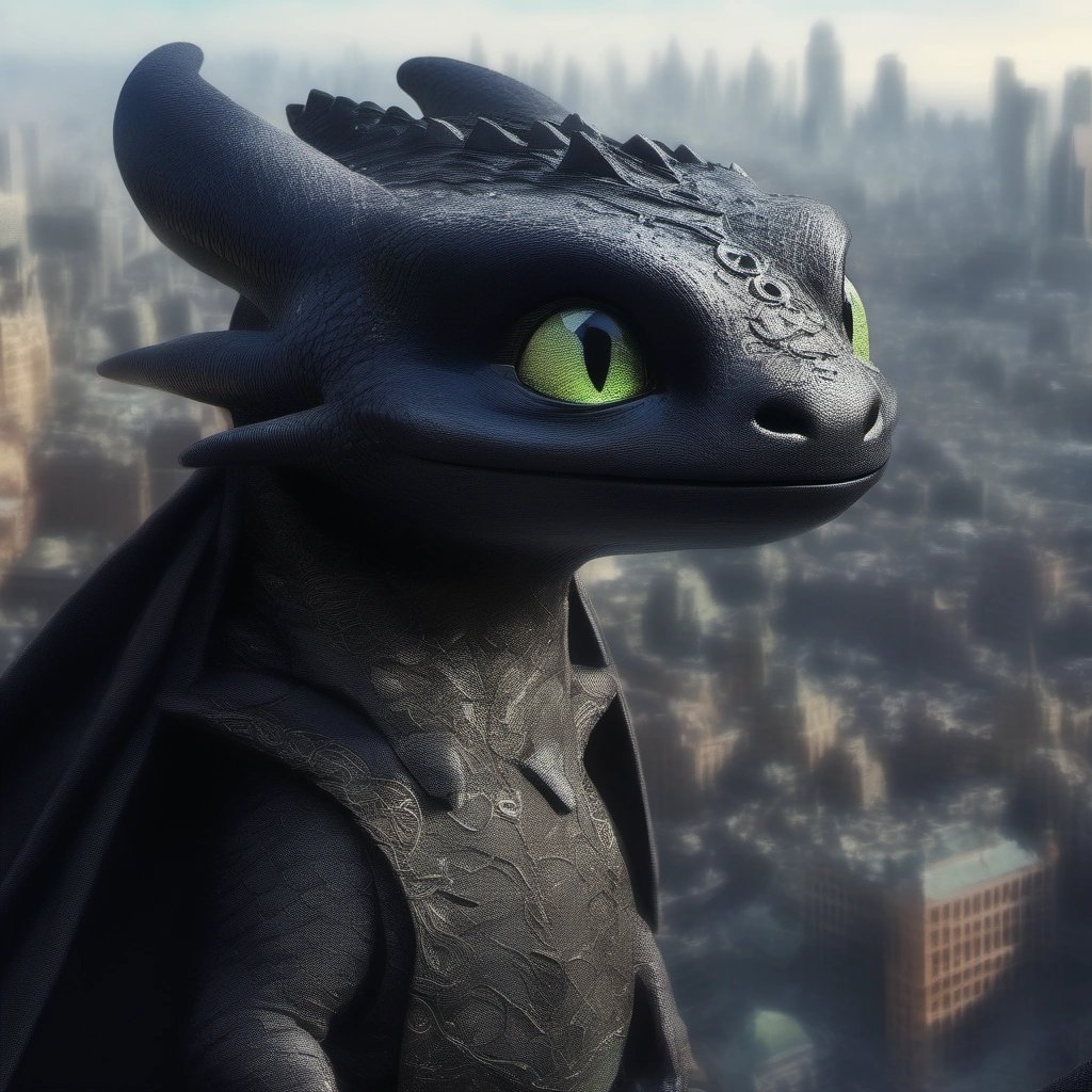 Close-up of Toothless