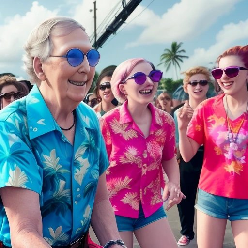 Mitch McConnell dancing alongside TikTok activists