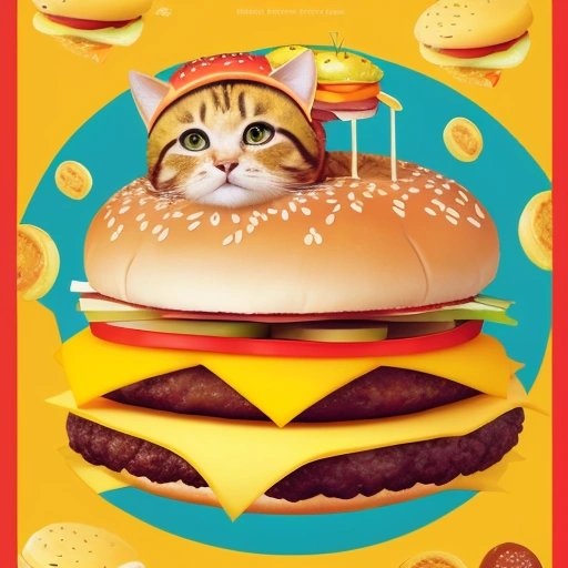 Ad featuring cat in burger costume
