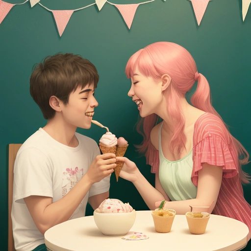 Couple sharing ice cream