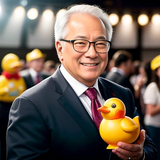 Billionaire with a rubber duck