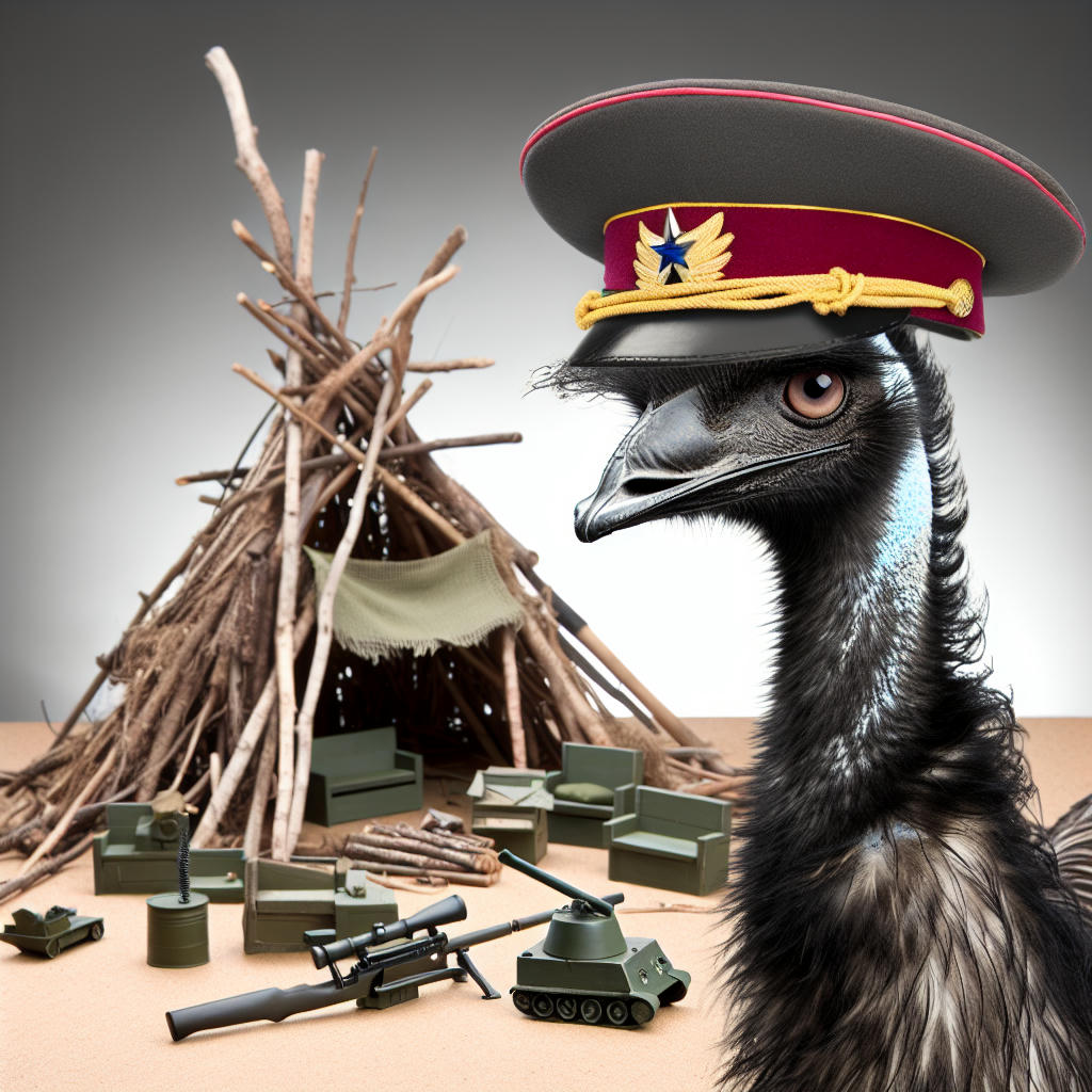 Emu wearing a general's hat