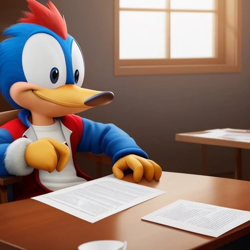 Woody Woodpecker exhausted during filming