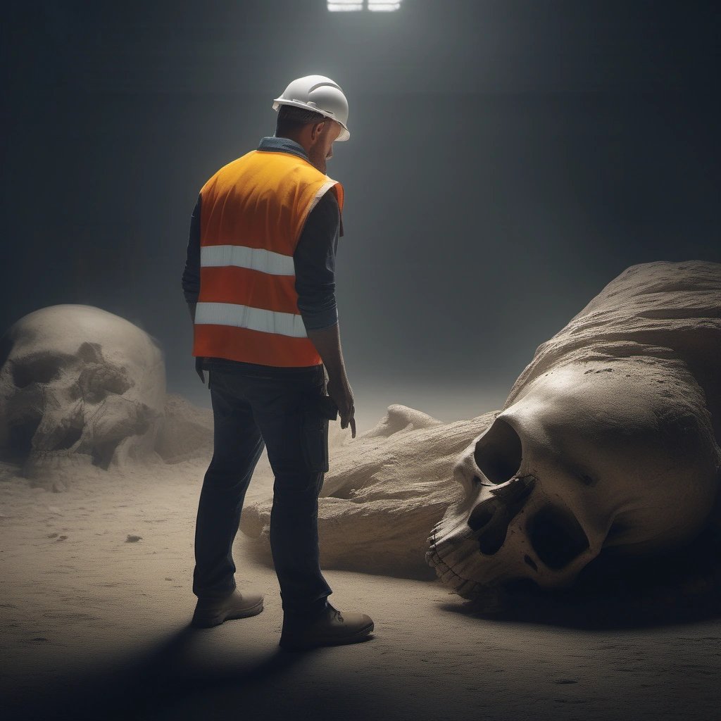 Worker discovering a skeleton